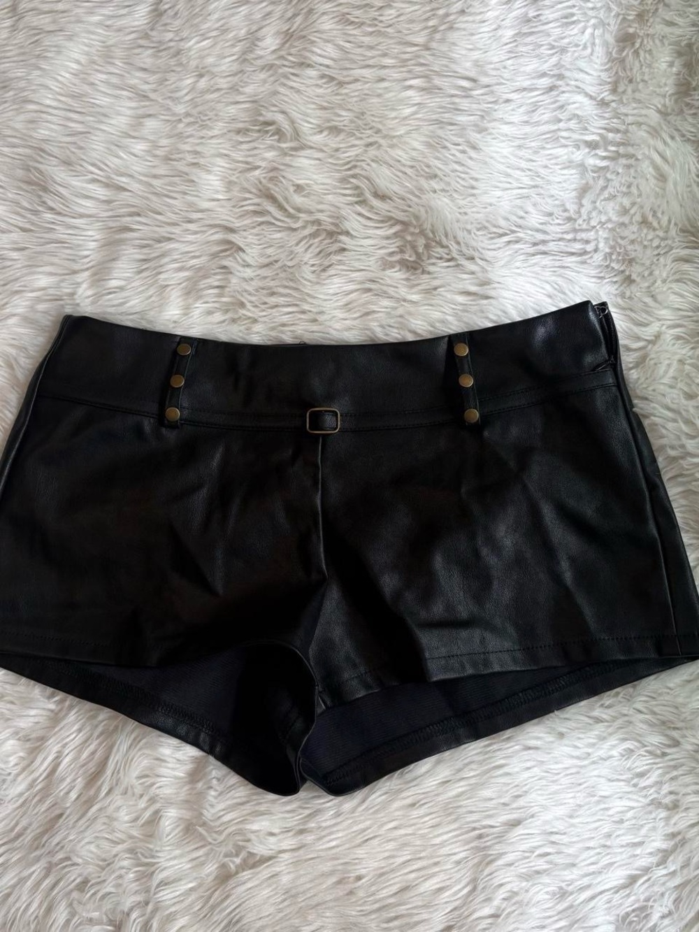 Edikted Faux Leather Black Micro Shorts - S
